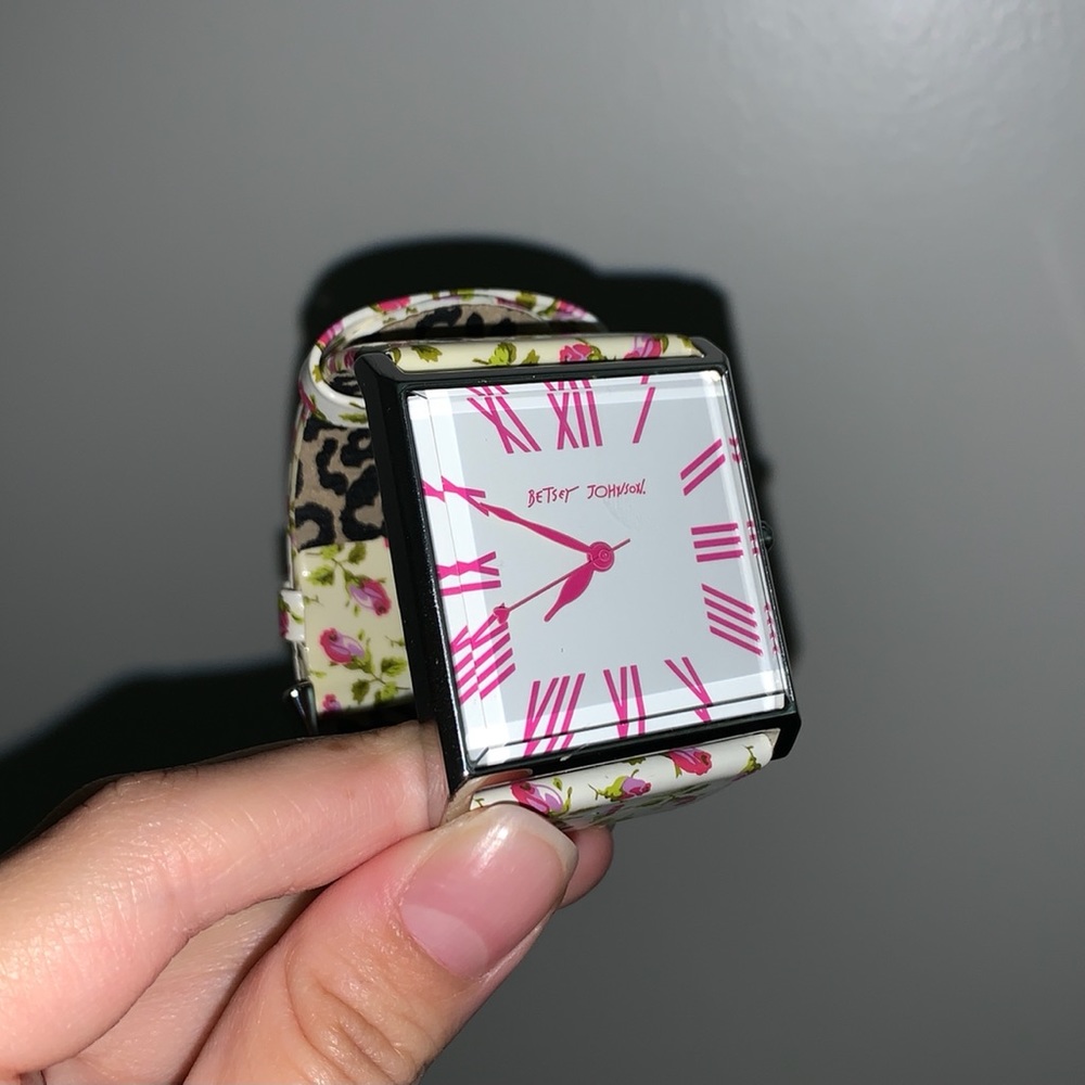 Betsy Johnson Square Faced Watch w/ Floral Band